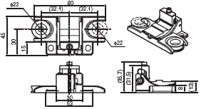 F3SJ系列 外形尺寸 28 Quick mount bracket for F39-LJB3_Backside mounting_Dim