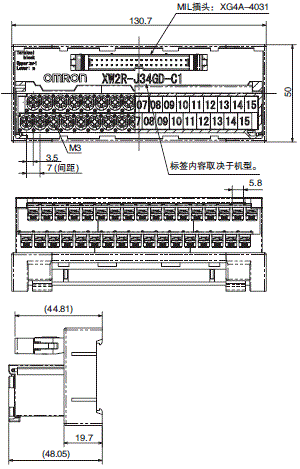 XW2R (PLC连接型) 外形尺寸 19 