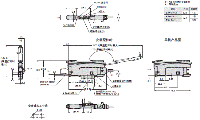 E3NX-CA 外形尺寸 4 