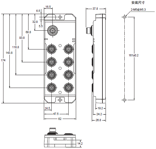 NXR-□D166C-IL2 外形尺寸 1 