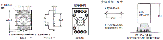 61F-GPN-V50 外形尺寸 4 