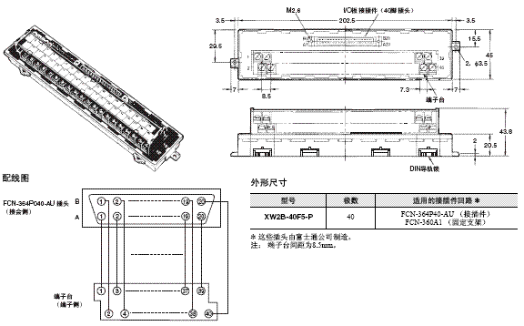 XW2B 外形尺寸 16 XW2B-40F5-P_Dim